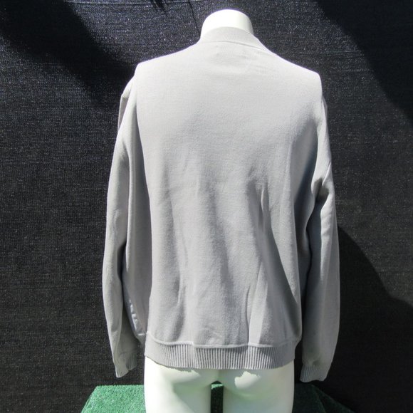 Vintage St. Croix Knits Suede & Wool Gray Grandpa Sweater Cardigan Size XL - Picture 3 of 8